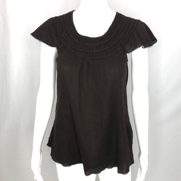 Free People Tops - ⬇️CLEARANCE⬇️ Free people brown ruffle top XS